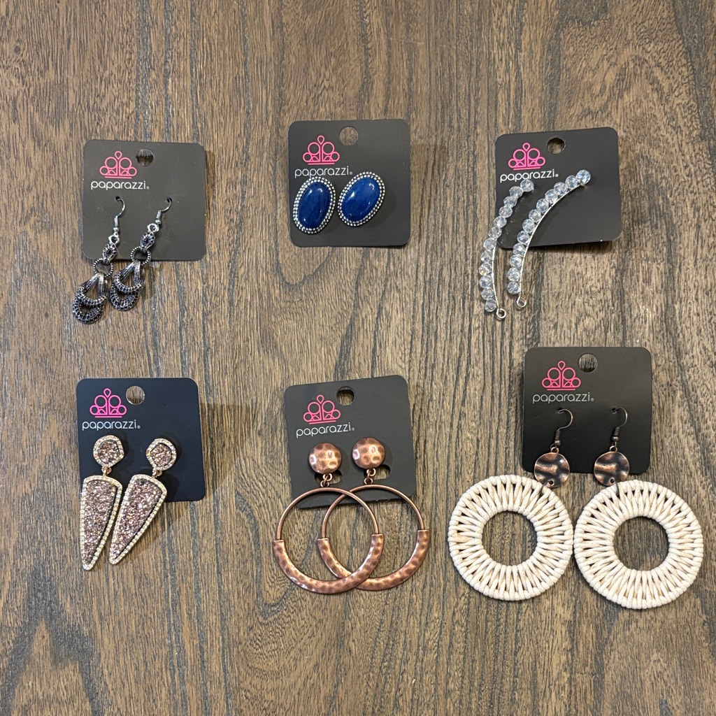 Paparazzi Earrings Collection - Silver, Blue, Copper, White.